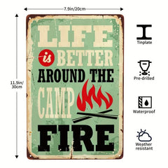 Vintage Camping Tin Sign Camping Rules Explore Family Fire Sunset Stars Memories