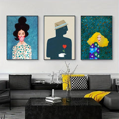 3pcs Frameless Wall Decor Painting Modern And Playful Girls Canvas Posters