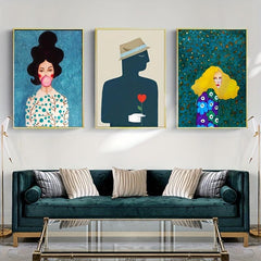 3pcs Frameless Wall Decor Painting Modern And Playful Girls Canvas Posters