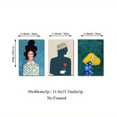 3pcs Frameless Wall Decor Painting Modern And Playful Girls Canvas Posters