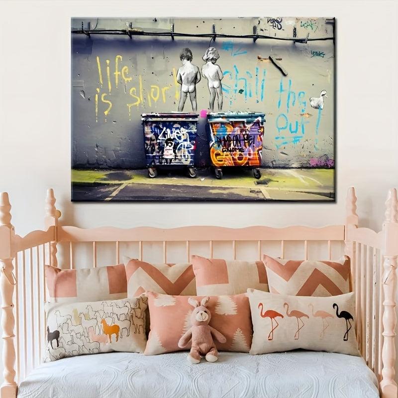 Modern Graffiti Art Life Is Short Out Print Poster Canvas Painting Wall