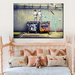 Modern Graffiti Art Life Is Short Out Print Poster Canvas Painting Wall