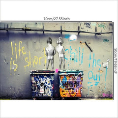 Modern Graffiti Art Life Is Short Out Print Poster Canvas Painting Wall