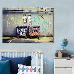 Modern Graffiti Art Life Is Short Out Print Poster Canvas Painting Wall