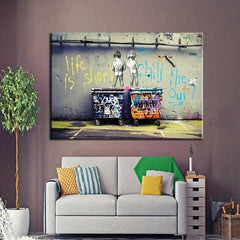 Modern Graffiti Art Life Is Short Out Print Poster Canvas Painting Wall