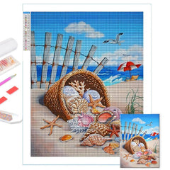 Seashell Rhinestone Painting Kit - Create Stunning Diamond Art