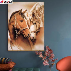 5D Couple Horse Round Diamond Full Diamond DIY Diamond Painting