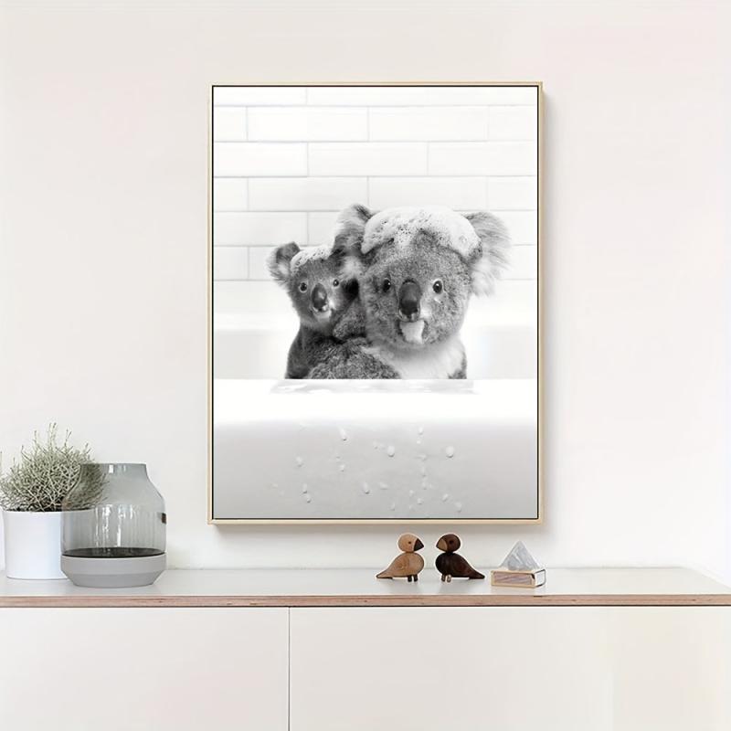 Koala Family Bath Time Canvas Print for Wall Decor