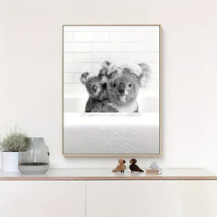 Koala Family Bath Time Canvas Print for Wall Decor