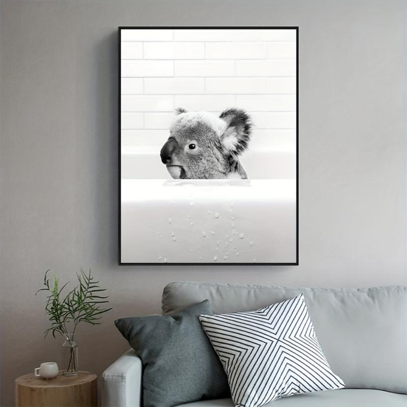 Koala Family Bath Time Canvas Print for Wall Decor