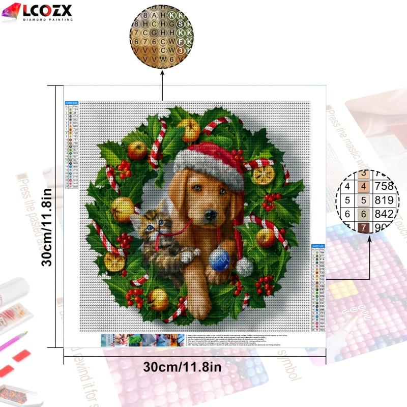 Cat Dog Christmas DIY Rhinestone Painting Kit