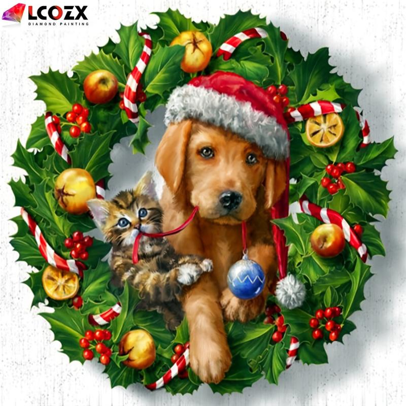 Cat Dog Christmas DIY Rhinestone Painting Kit
