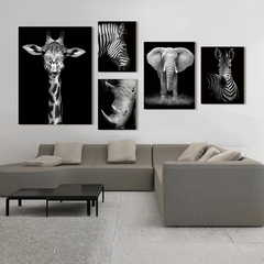 HD Giraffe & Rhinoceros Canvas Prints for Living Room