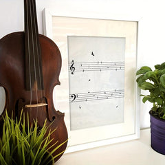 Music With Birds Vintage Poster Canvas Painting Art