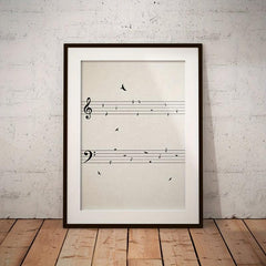 Music With Birds Vintage Poster Canvas Painting Art