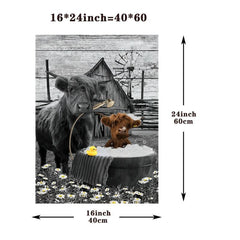 Funny Highland Cow Canvas Painting - Office Home Wall Art