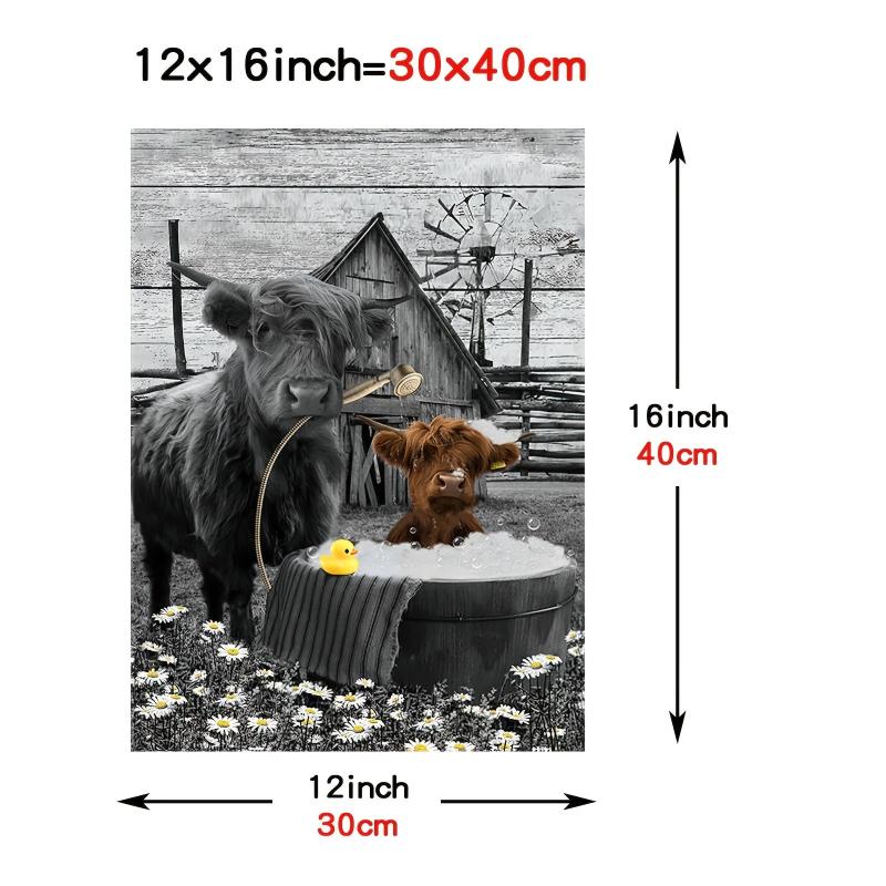 Funny Highland Cow Canvas Painting - Office Home Wall Art