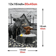 Funny Highland Cow Canvas Painting - Office Home Wall Art