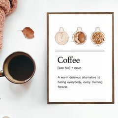 Coffee Guide Poster Definition Prints Kitchen Wall Decor 12x8inch