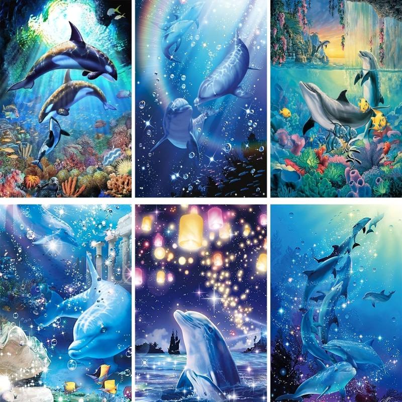 5D DIY Dolphins Diamond Painting Kit - Full Drill