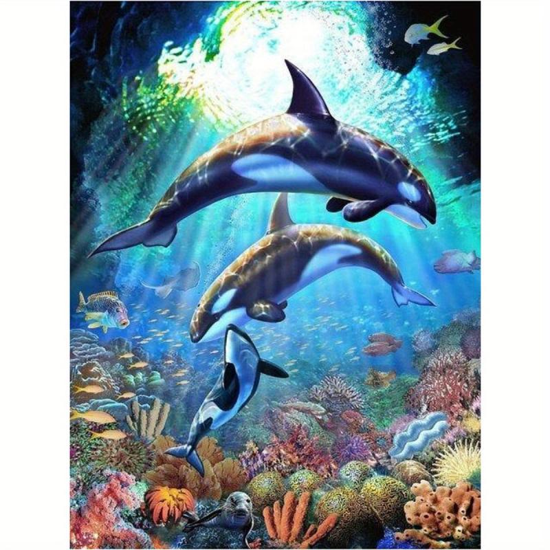 5D DIY Dolphins Diamond Painting Kit - Full Drill