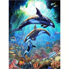 5D DIY Dolphins Diamond Painting Kit - Full Drill
