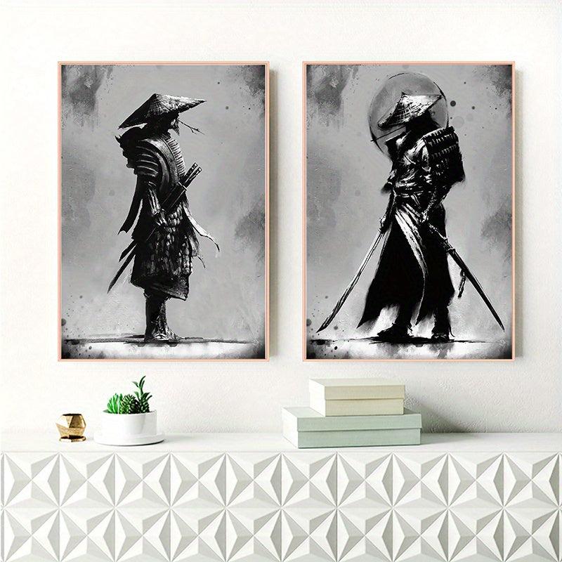 2pcs Samurai Canvas Mystical Grey Posters for Home Decor