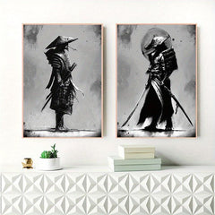 2pcs Samurai Canvas Mystical Grey Posters for Home Decor