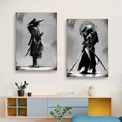 2pcs Samurai Canvas Mystical Grey Posters for Home Decor