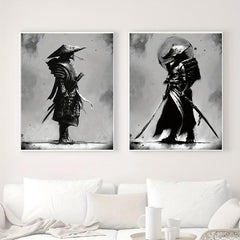 2pcs Samurai Canvas Mystical Grey Posters for Home Decor