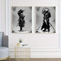 2pcs Samurai Canvas Mystical Grey Posters for Home Decor