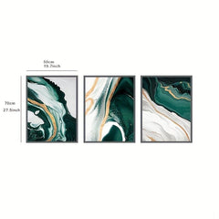 3pcs Green Texture Abstract Painting Canvas Print Modern Style Room Decor