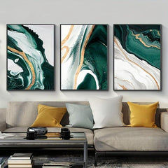 3pcs Green Texture Abstract Painting Canvas Print Modern Style Room Decor