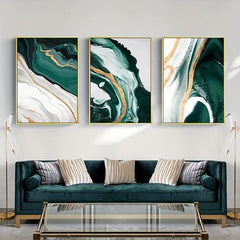 3pcs Green Texture Abstract Painting Canvas Print Modern Style Room Decor