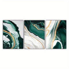 3pcs Green Texture Abstract Painting Canvas Print Modern Style Room Decor