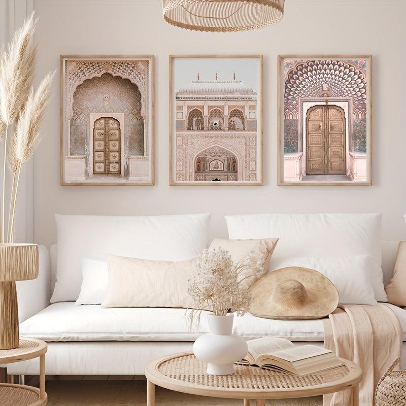 Indian Palace Canvas Painting Boho Architecture Wall Art