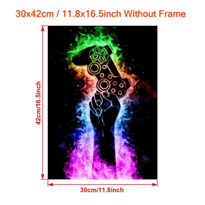 Neon Light Game Controller Painting on Canvas Wall Art