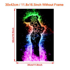 Neon Light Game Controller Painting on Canvas Wall Art