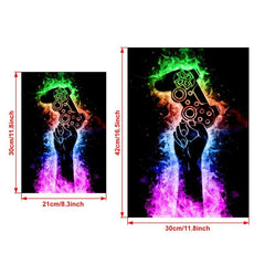 Neon Light Game Controller Painting on Canvas Wall Art