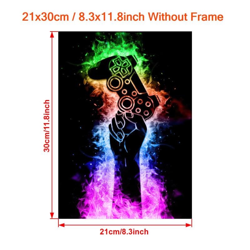 Neon Light Game Controller Painting on Canvas Wall Art