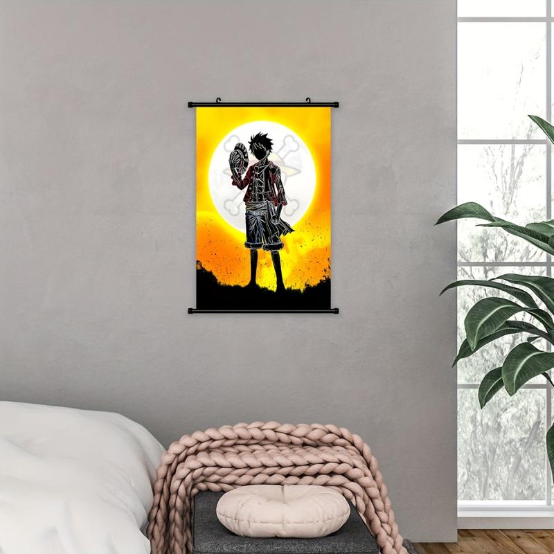 Japanese Character Moon Scenery Canvas Painting Abstract Watercolor Print