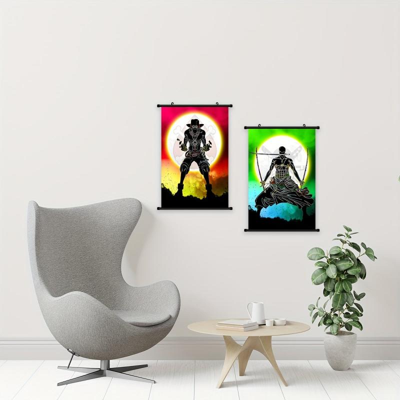 Japanese Character Moon Scenery Canvas Painting Abstract Watercolor Print