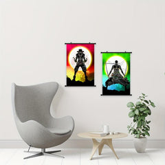 Japanese Character Moon Scenery Canvas Painting Abstract Watercolor Print