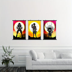 Japanese Character Moon Scenery Canvas Painting Abstract Watercolor Print