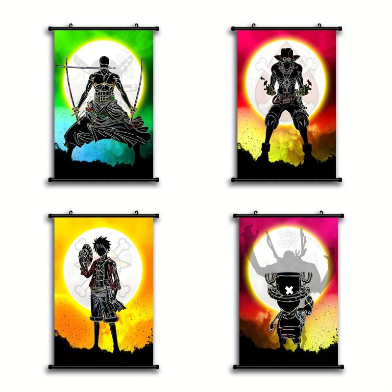 Japanese Character Moon Scenery Canvas Painting Abstract Watercolor Print