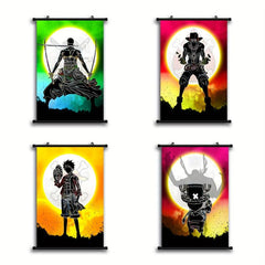 Japanese Character Moon Scenery Canvas Painting Abstract Watercolor Print