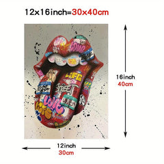 Modern Lip And Hands Painting On Canvas Wall Art
