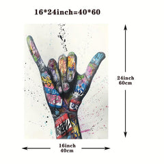 Modern Lip And Hands Painting On Canvas Wall Art