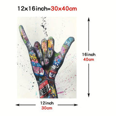 Modern Lip And Hands Painting On Canvas Wall Art