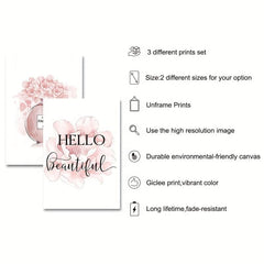 Pink Flower Perfume Motivational Quotes Canvas Print Makeup Room Decoration